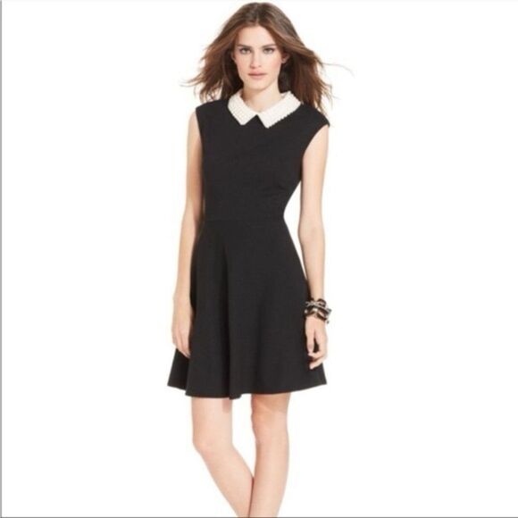 Betsy Johnson Navy Pearl Collared Fit & Flare Dress - Picture 5 of 14